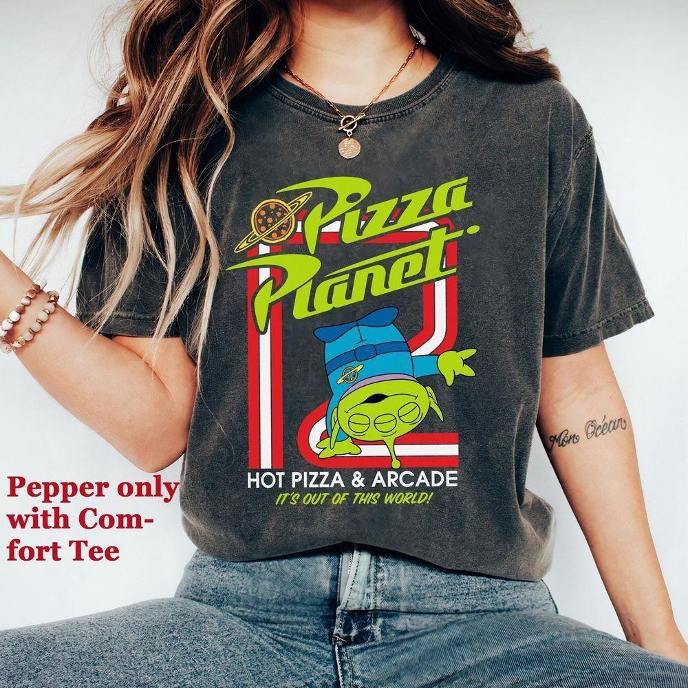 Pixar Toy Story Pizza Planet Alien Hot Pizza And Arcade Disney Vuitino Shirt